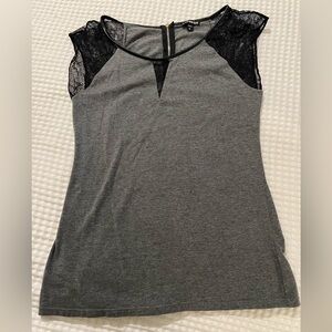 Express Heather Gray Top with Black Accents